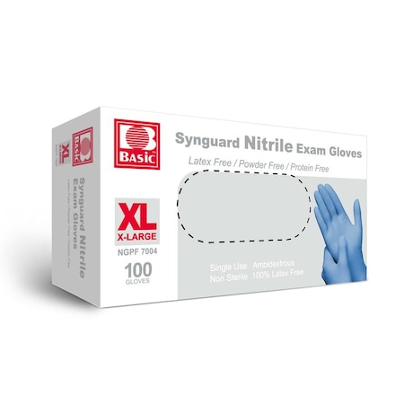Zoro Select Disposable Gloves, Nitrile, Powder-Free, Latex-Free, XL, Blue, 10 Boxes of 100 NitrileXLB
